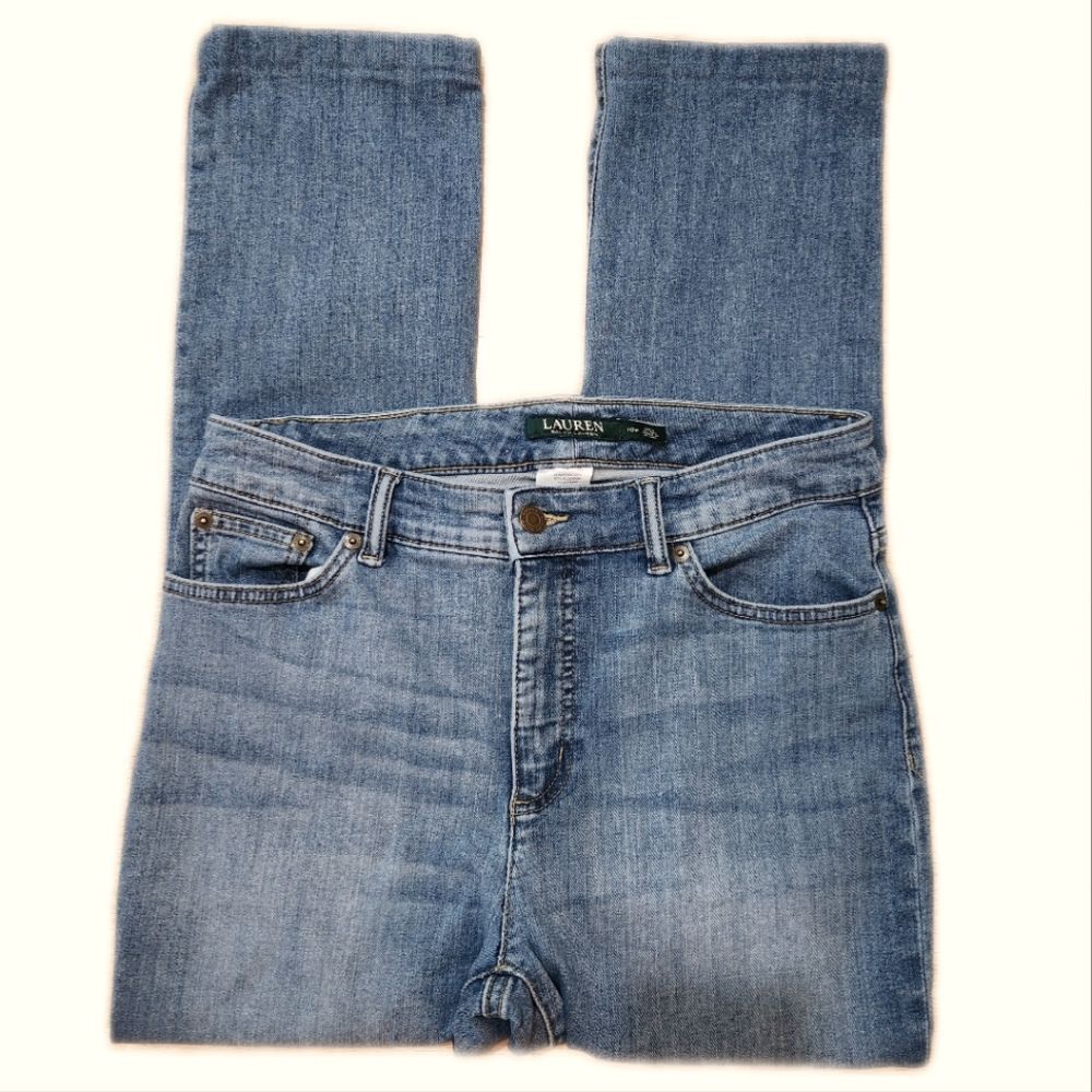 Lauren Ralph Lauren, 92% cotton, high rise, straight leg, denim jeans, 10 petite - Picture 2 of 9